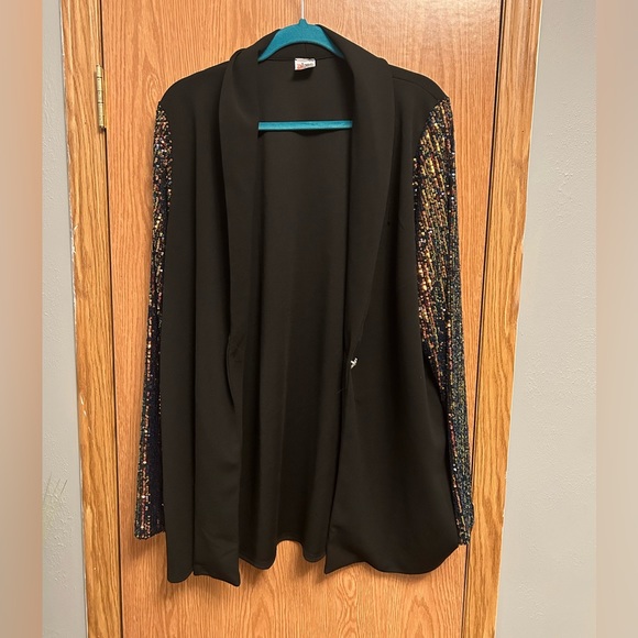 Zig Zag Stripe Blazer with Sequin Sleeves - Picture 2 of 4